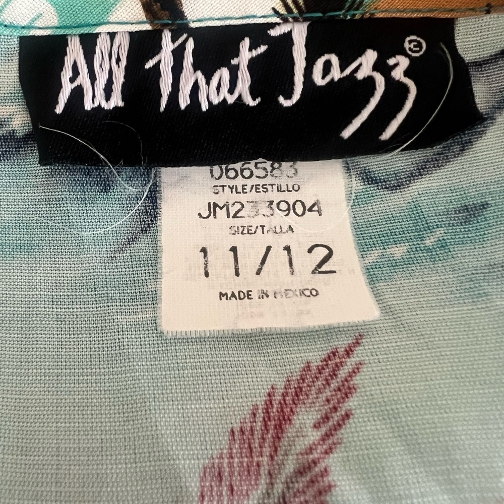 Vintage All That Jazz 11/12 Blue Hawaiian Print Dress Polynesian Resortwear - Picture 7 of 8